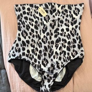 Victoria's Secret Black and White Leopard High-Waist Shapewear Brief